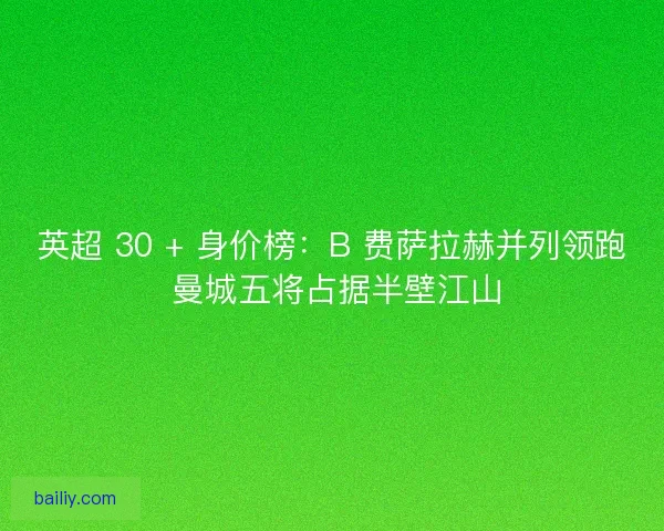英超 30 + 身价榜：B 费萨拉赫并列领跑 曼城五将占据半壁江山